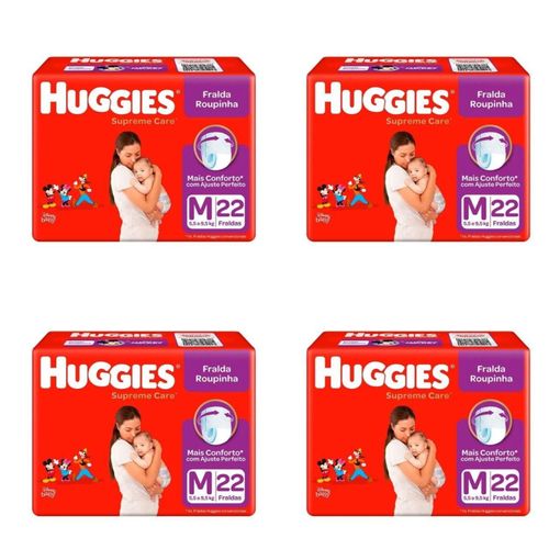 Kit 4 Fraldas Huggies Roupinha Supreme Care Jumbo 