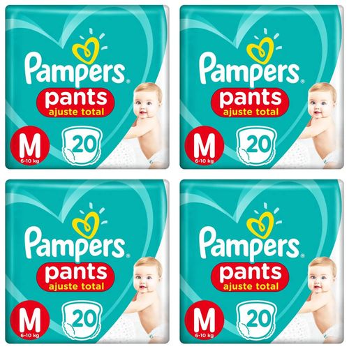 Kit 4 Fraldas Confortsec Pants ”M” Pampers Simples c/20 Unidades cada