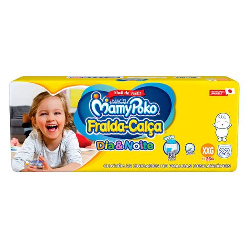 Kit 4 Fraldas Calça Mamypoko Dia E Noite Xxg, Pacote Com 22 Unidades cada