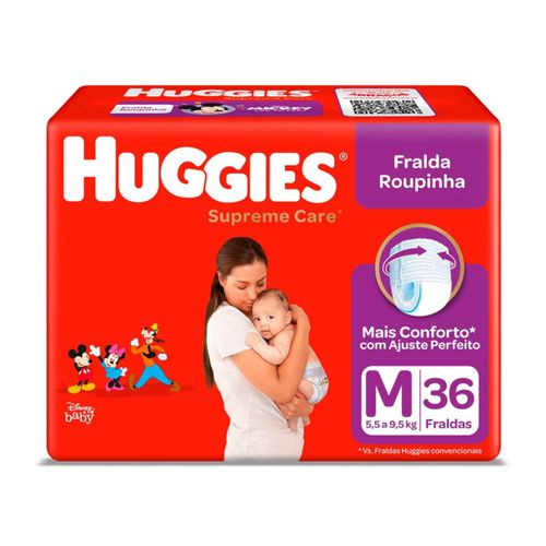 Kit 2 Fraldas Huggies Roupinha Supreme Care Mega M 36 Unidades cada