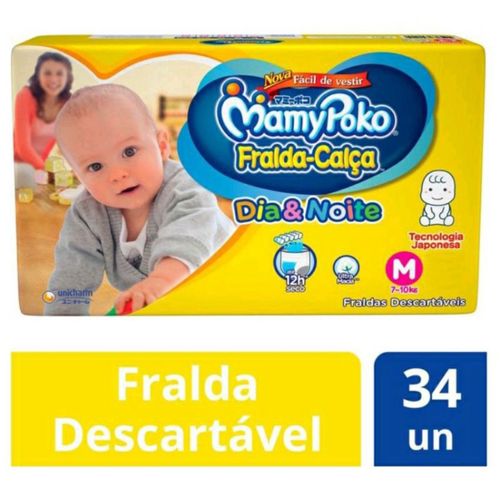 Kit 2 Fraldas Calça MamyPoko M - 7 a 10kg com 34 unidades mamy poko Dia & Noite Jumbo cada