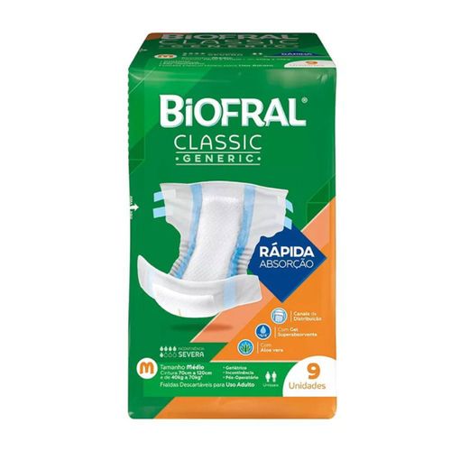 Kit 2 Fraldas Adulto Biofral Classic M 9 Unidades cada