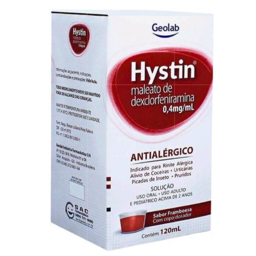 hystin sabor franboesa 120ml adulto e pediatrico antialérgico hystin sabor franboesa 120ml adulto e pediatrico antialérgico