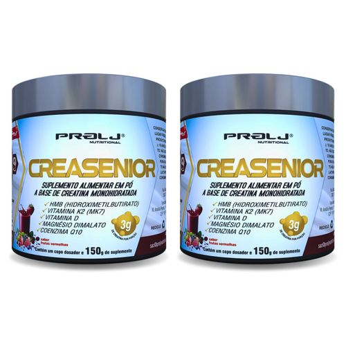 CREASENIOR CREATINA MONOHIDRATADA 150g SABOR FRUTAS VERMELHAS KIT 2