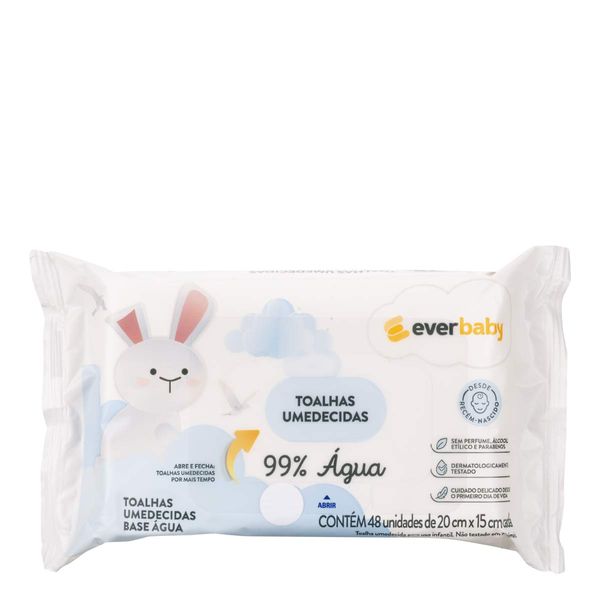 Toalhas Umedecidas Ever Baby 99% Água 48 Unidades