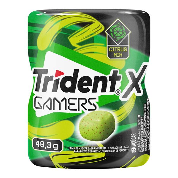 Chiclete Trident X Gamers Citrus Mix Zero Açúcar 48,3g