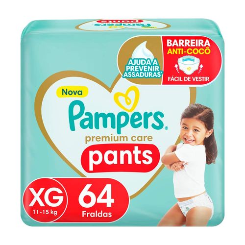 Fralda Pampers Pants Premium Care Roupinha Xg 64 Unidades
