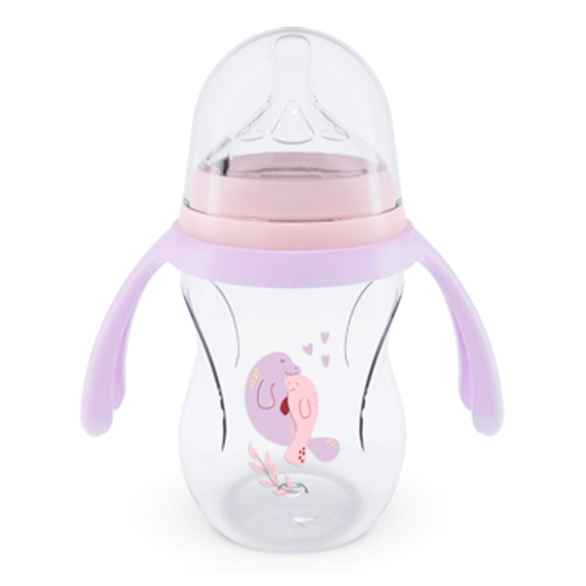 Mamadeira Lolly Kinddy Nature com Alca 2m Rosa 250ml