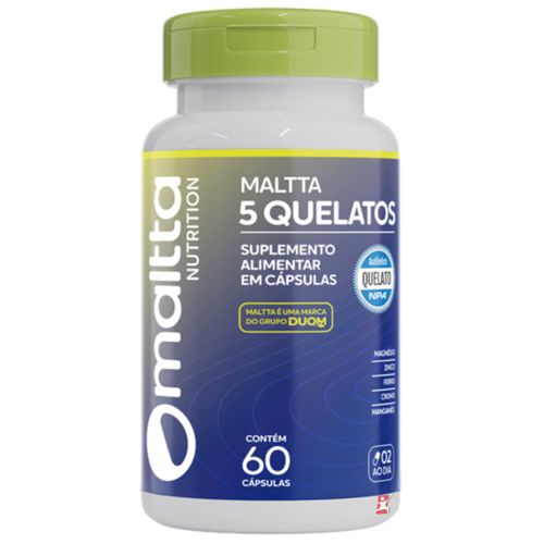 MALTTA 5 QUELATOS - MAGNÉSIO+ZINCO+FERRO+CROMO+MANGANÊS 60 CÁPSULAS - MALTTA NUTRTITION