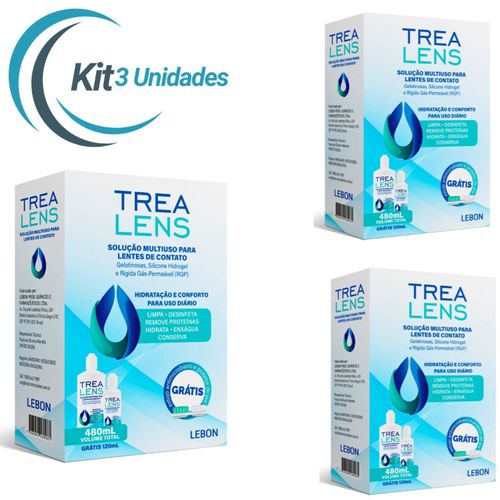 Kit 3 Caixas Trea lens LIMP LENT SOLUÇÃO kit biosoak bio lent 360ML+ 120ML + ESTOJO PARA LENTES