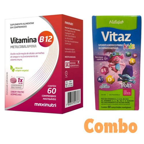 Metilcobalamina B12 sublingual e VitaZ Kids 60cp combo 2