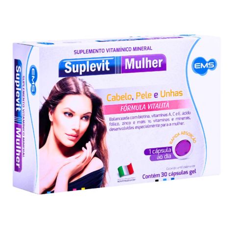 Suplevit Mulher Cabelos Peles e Unhas Biotina e mais 16 vitaminas 30cp Suplevit Mulher Cabelos Peles e Unhas Biotina e mais 16 vitaminas 30cp