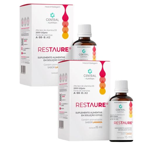 Kit 2 Restaure 15ml -Vitamina A,D3,E K2 -Central Nutrition Kit 2 Restaure 15ml -Vitamina A,D3,E K2 -Central Nutrition