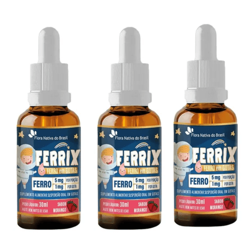 3x Ferrix Ferro Em Gotas Baby & Kids 5mg Por Porção 30ml