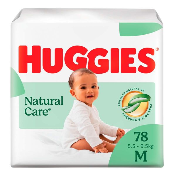 Fralda Descartável Huggies Premium Natural Care M 78 Unidades