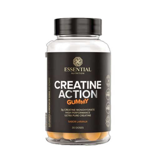 Creatine Action Gummy Laranja Essential Nutrition 60 Gomas