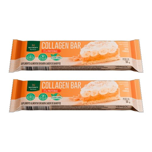 Kit 2X: Barra de Proteína Collagen Bar Banoffee Nutrify 50g