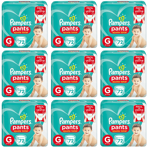 Kit 9 Fraldas Confortsec Pants Bag ”G” Pampers Simples c/72 Unidades cada