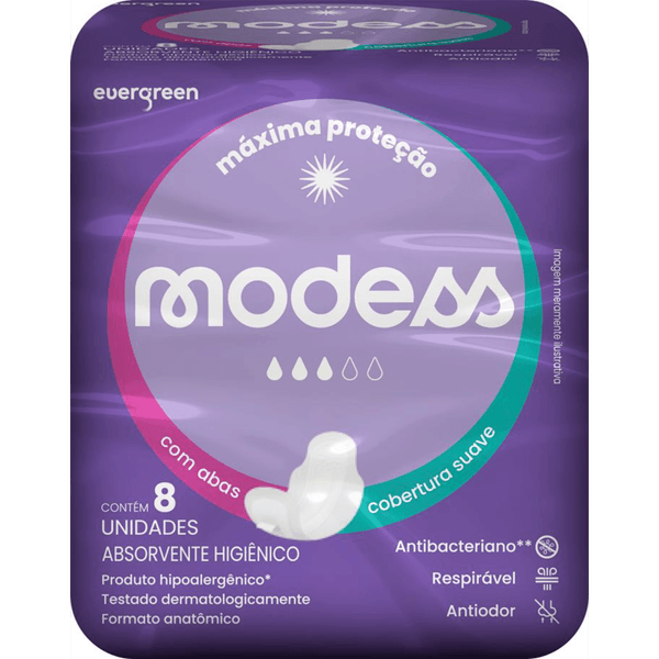 Absorvente Modess Suave C/Abas C/8Un
