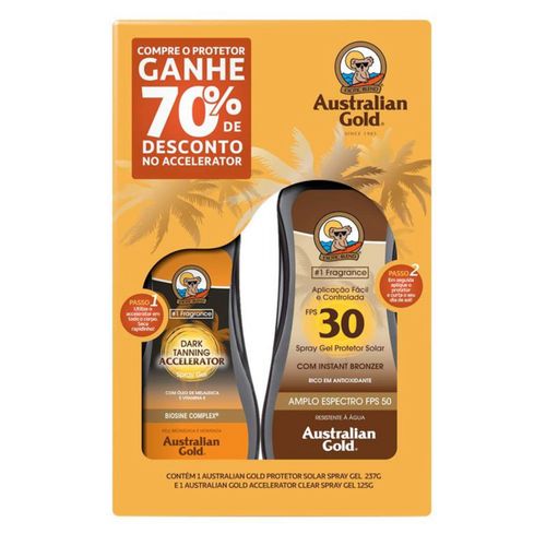 Australian Gold Dark Tanning Kit - Protetor Solar + Acelerador Kit Australian Gold Dark Tanning Kit - Protetor Solar + Acelerador Kit