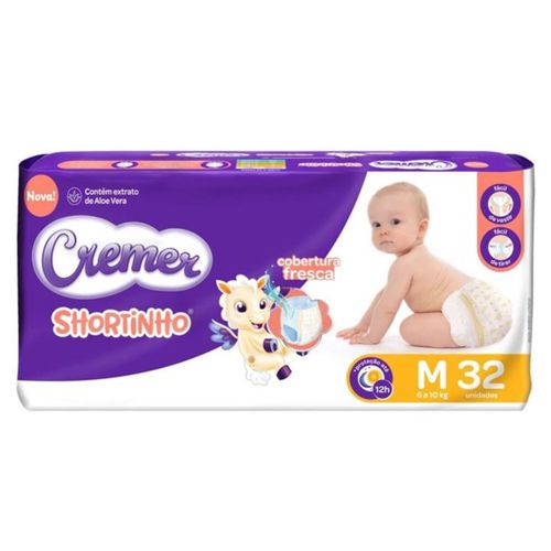 Fralda Descartável Cremer Shortinho Jumbo M 32 Unidades Fralda Descartável Cremer Shortinho Jumbo M 32 Unidades