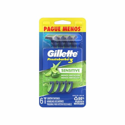 Aparelho De Barbear Gillette Prestobarba Sensitive C/6 Unidades Aparelho De Barbear Gillette Prestobarba Sensitive C/6 Unidades