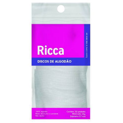 Algodão Disco Padrão c/50 Unidades Ricca Algodão Disco Padrão c/50 Unidades Ricca