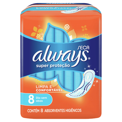 Absorvente Básico Malha Seca Sem Abas Always Simples c/8 Unidades