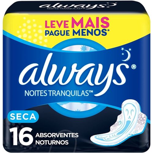 Absorvente Cobertura Seca Noturno Com Abas Always Simples 16 Unidades