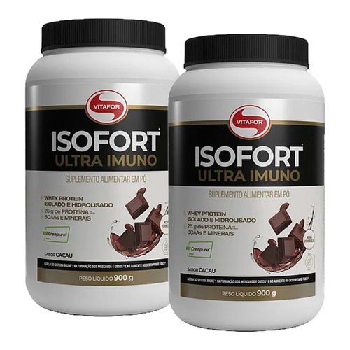 Kit 2X: Isofort Whey Protein Ultra Imuno Sabor Cacau Vitafor 900g Cacau Kit 2X: Isofort Whey Protein Ultra Imuno Sabor Cacau Vitafor 900g Cacau