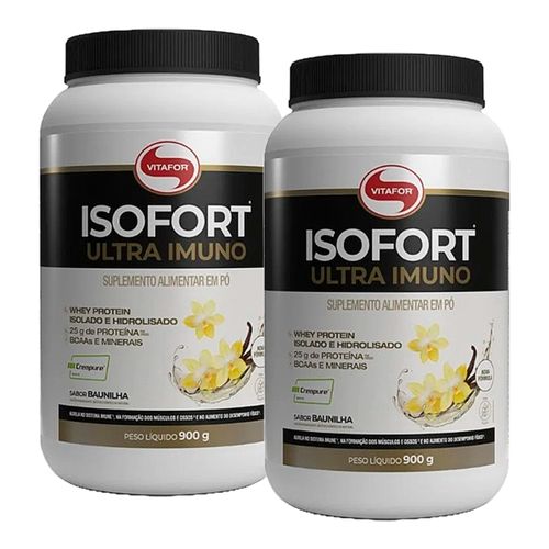 Kit 2X: Isofort Whey Protein Ultra Imuno Sabor Baunilha Vitafor 900g Baunilha Kit 2X: Isofort Whey Protein Ultra Imuno Sabor Baunilha Vitafor 900g Baunilha