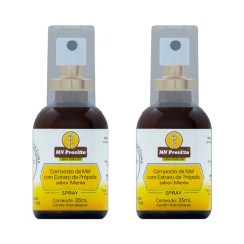 Kit 2X: Composto de Mel e Extrato de Própolis Sabor Limão e Menta Spray MN Provitta 35ml Kit 2X: Composto de Mel e Extrato de Própolis Sabor Limão e Menta Spray MN Provitta 35ml