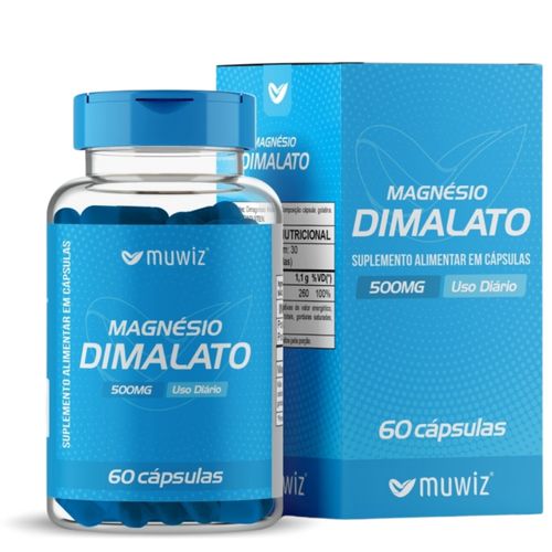 Magnésio Dimalato 60 cápsulas 500mg Muwiz Magnésio Dimalato 60 cápsulas 500mg Muwiz