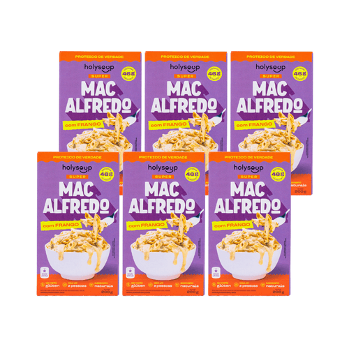 Kit 6X: Macarrão MacAlfredo com Frango Sem Glúten Holysoup 200g