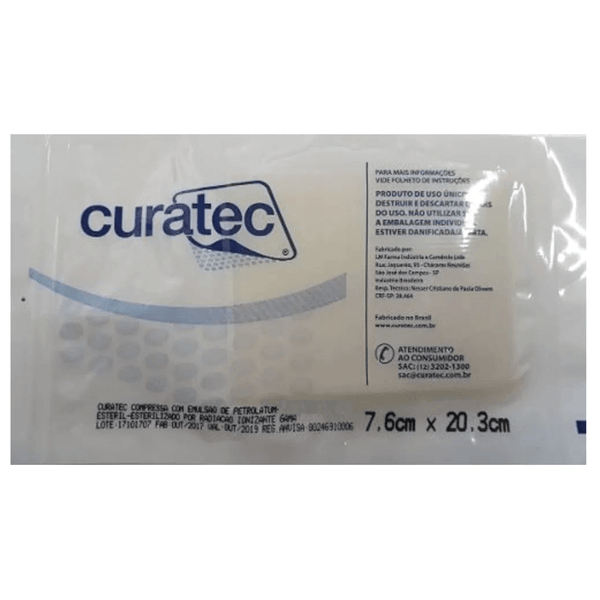Curativo Compressa com Emulsão de Petrolatum 7,6 x 20,3cm - 6un - Curatec