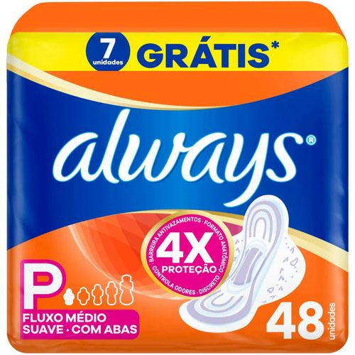 Kit c/16 Absorvente Com Abas Suave Always Pequeno Pacote 48 Unidades