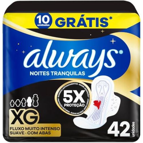 Kit c/16 Absorvente Com Abas Suave Always Noites Tranquilas Xg Pacote 42 Unidades