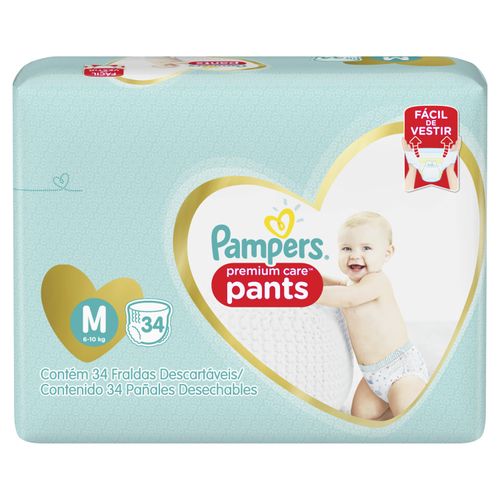 Kit 2 Fraldas Pampers Pants Premium Care M c/34 Unidades cada