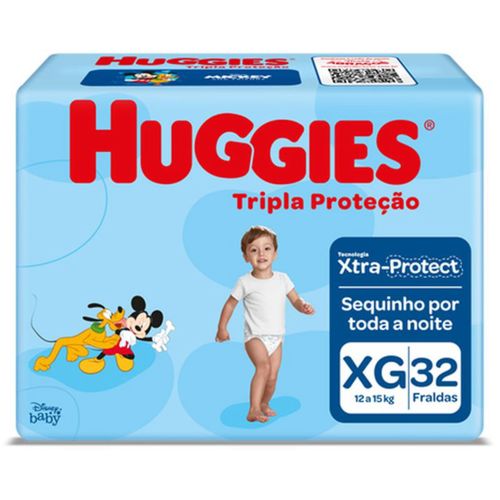 Kit 2 Fraldas Huggies Tripla Proteção Tamanho XG 32 Unidades cada Kit 2 Fraldas Huggies Tripla Proteção Tamanho XG 32 Unidades cada