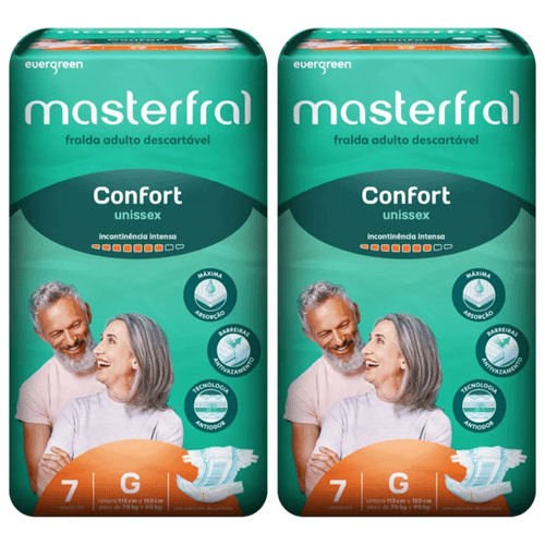 Kit 2 Fraldas Masterfral Confort G c/7 Unidades cada Kit 2 Fraldas Masterfral Confort G c/7 Unidades cada