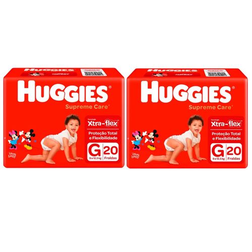 Kit 2 Fraldas Huggies Supreme Care G 20 Unidades