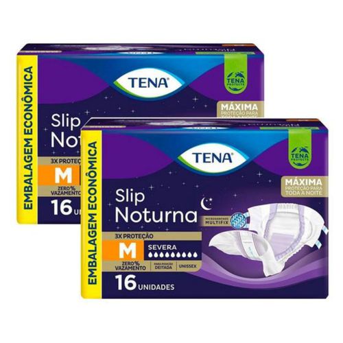 Kit 2 Fraldas Tena Slip Noturna M c/16 unidades