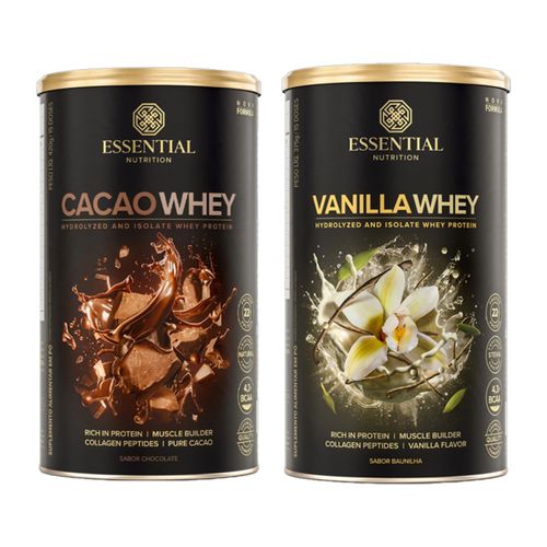 Kit 2 Whey Essential Nutrition: Cacao Whey, Vanilla Whey Kit 2 Whey Essential Nutrition: Cacao Whey, Vanilla Whey