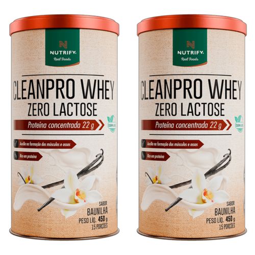 Kit 2X: Cleanpro Whey Protein Zero Lactose Baunilha Nutrify 450g