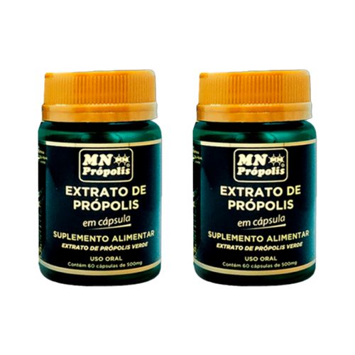 Kit 2X: Extrato de Própolis Verde 500mg MN Food 60 Cápsulas