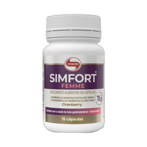 Simfort Femme Probióticos, Cranberry e Zinco Vitafor 15 Cápsulas