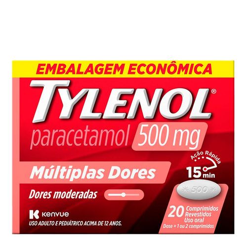Analgésico E Antitérmico Tylenol 500Mg 20 Comprimidos