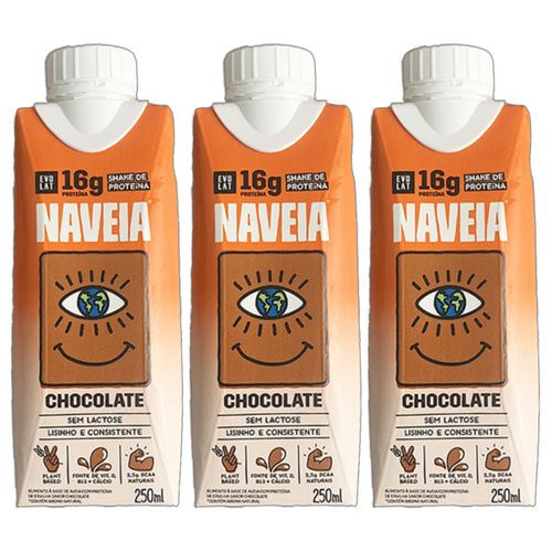 Kit 3X: Shake Proteico Vegano Chocolate Naveia 250ml Kit 3X: Shake Proteico Vegano Chocolate Naveia 250ml