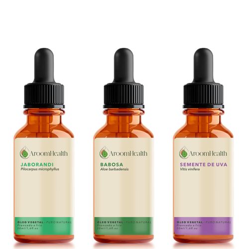 Kit óleos vegetais de Babosa, Jaborandi e semente de Uva - 30 ml cada Kit óleos vegetais de Babosa, Jaborandi e semente de Uva - 30 ml cada