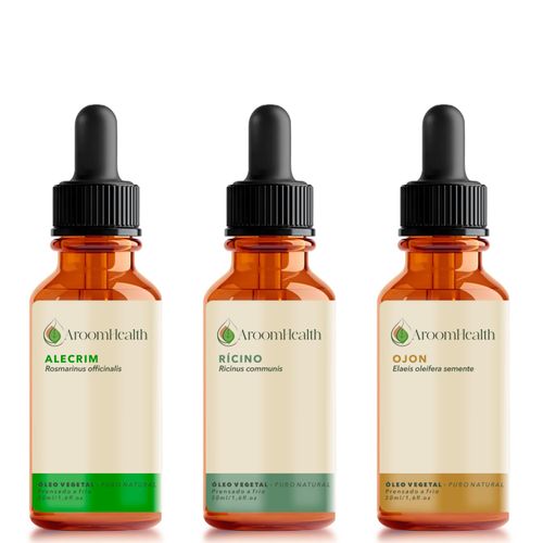 Kit óleos vegetais de Alecrim, Semente de Ojon/Batana e Rícino - 30ml cada Kit óleos vegetais de Alecrim, Semente de Ojon/Batana e Rícino - 30ml cada